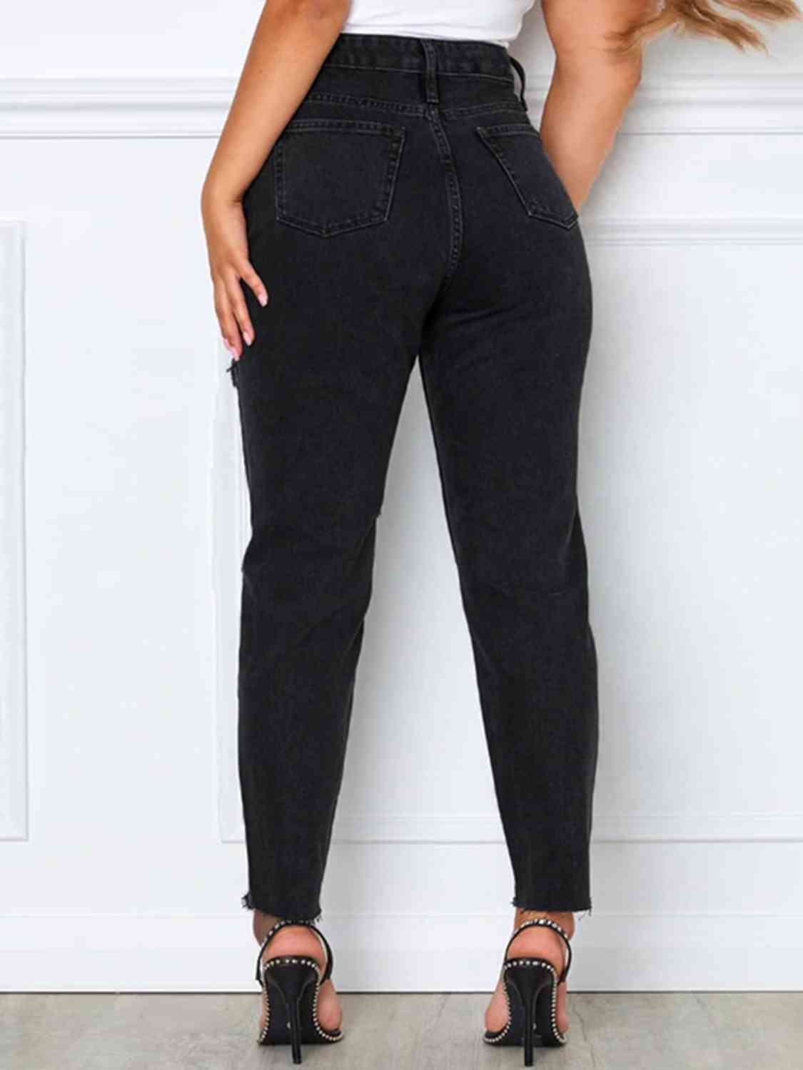 swvws Distressed High Waist Straight Jeans