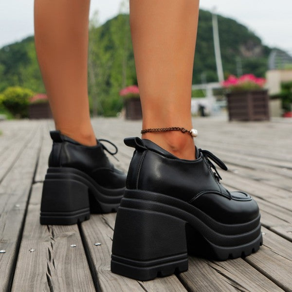 swvws - Black Casual Frenulum Solid Color Round Out Door Wedges Shoes (Heel Height 3.94in)