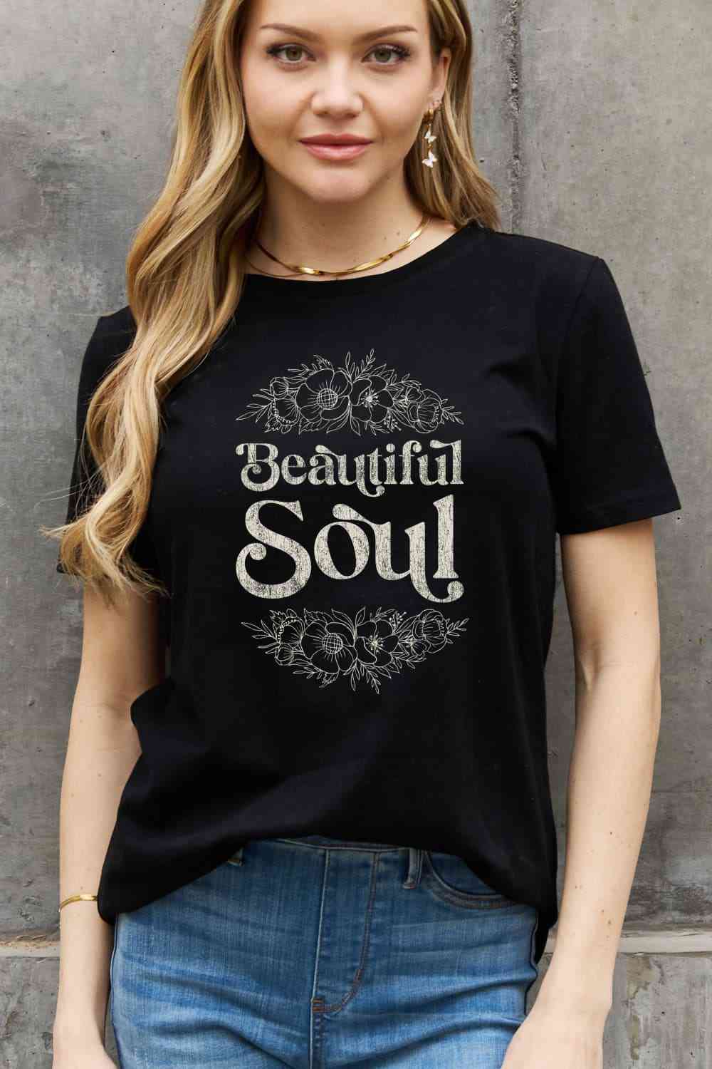 swvws Simply Love Full Size BEAUTIFUL SOUL Graphic Cotton Tee