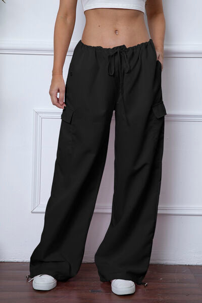 swvws Drawstring Waist Pants with Pockets