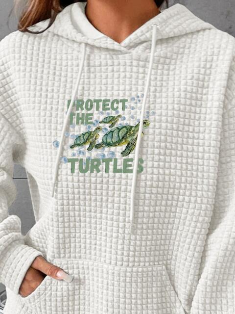 swvws Full Size Turtle Graphic Drawstring Hoodie