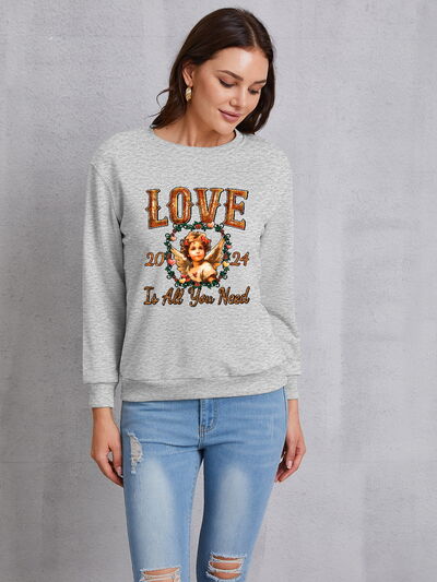 swvws LOVE IS ALL YOU NEED Round Neck Sweatshirt