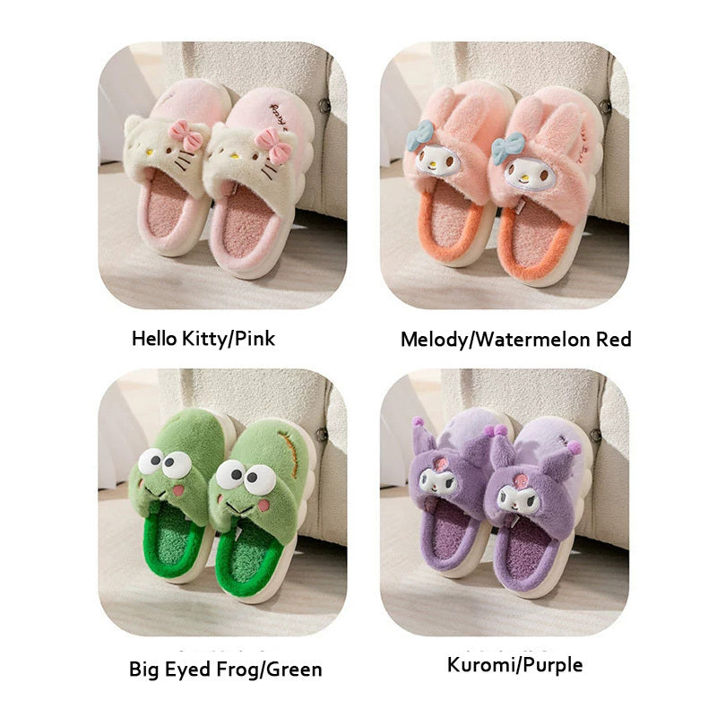 Cute Cartoon Furry House Shoes For Girls, Comfortable Non Slip Soft Bottom Walking Shoes For Indoor, Autumn And Winter