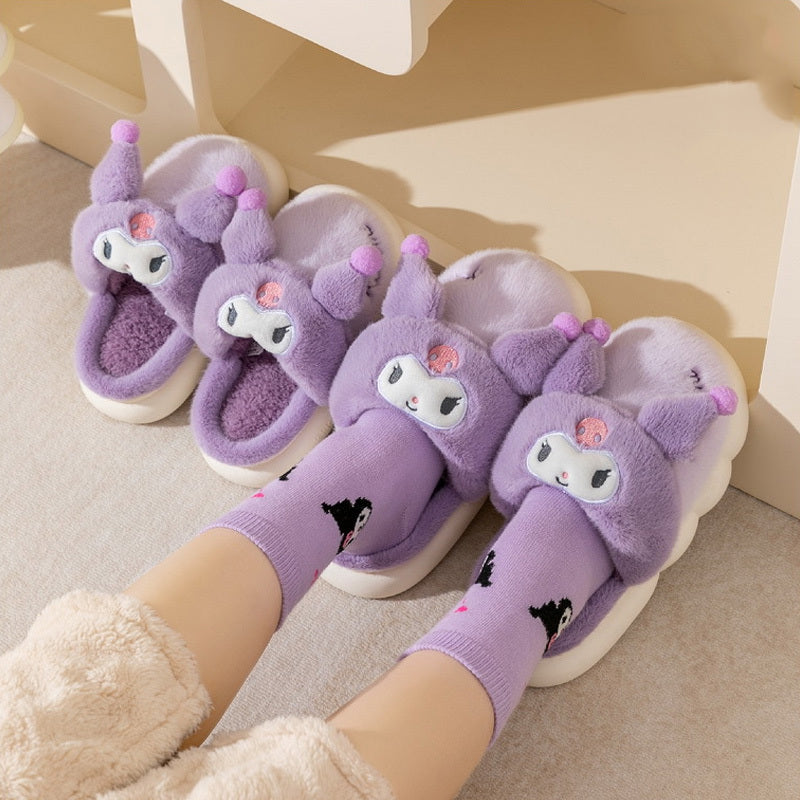 Cute Cartoon Furry House Shoes For Girls, Comfortable Non Slip Soft Bottom Walking Shoes For Indoor, Autumn And Winter