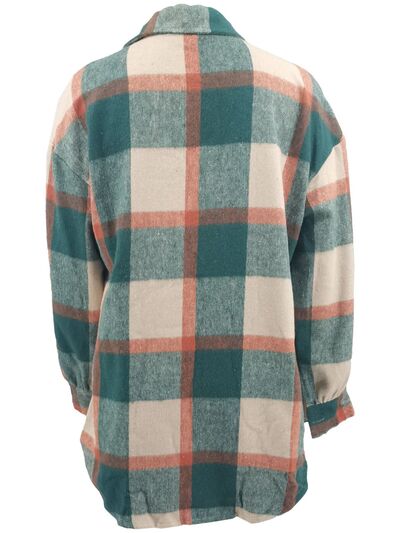 swvws Plaid Button Up Dropped Shoulder Jacket