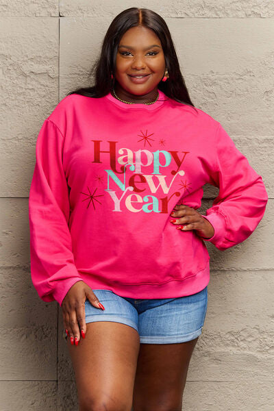 swvws Simply Love Full Size HAPPY NEW YEAR Round Neck Sweatshirt