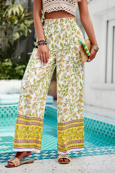 swvws Printed High Waist Wide Leg Pants