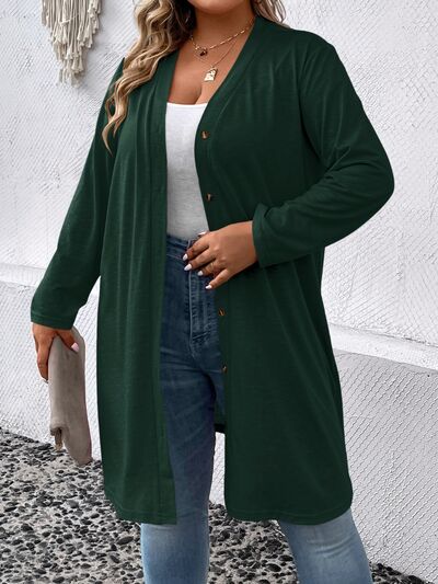 swvws Plus Size Button Up Long Sleeve Cardigan