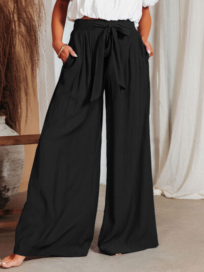 swvws Drawstring Pocketed Wide Leg Pants