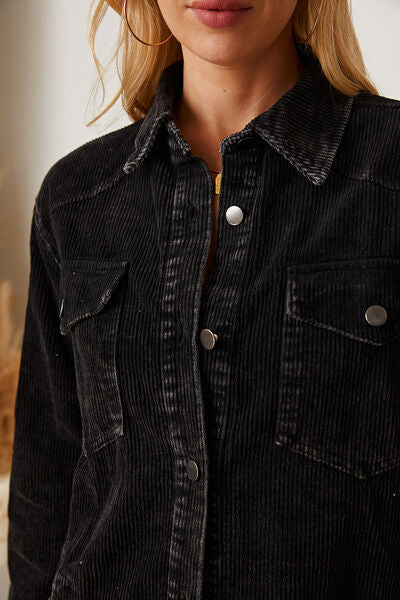 swvws Raw Hem Pocketed Button Up Jacket