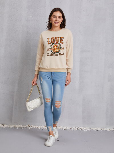 swvws LOVE IS ALL YOU NEED Round Neck Sweatshirt