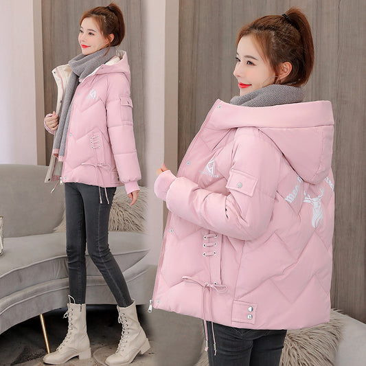 Women's short cotton-padded clothing New winter warm jacket loose and thickened women's slim-fitting cotton-padded clothing Korean version of student cotton-padded jacket women