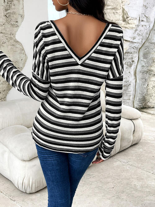 swvws Striped Drop Shoulder Long Sleeve T-Shirt