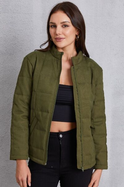 swvws Zip Up Mock Neck Pocketed Jacket