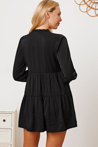 swvws Ruffled Button Up Long Sleeve Tiered Shirt