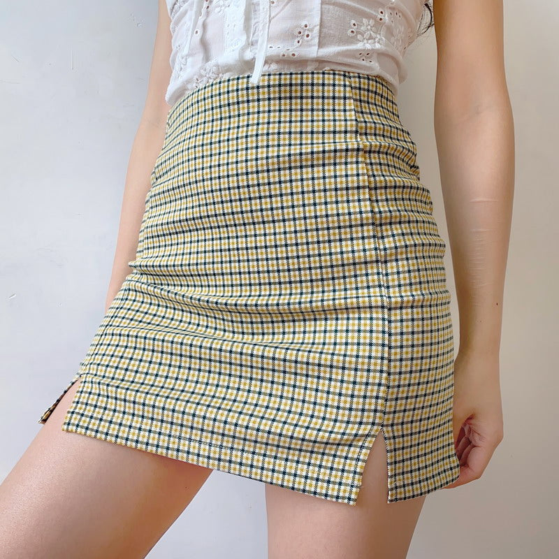 swvws - Olive Check Mini Skirt