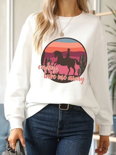 swvws COWBOY TAKE ME AWAY Round Neck Long Sleeve Sweatshirt