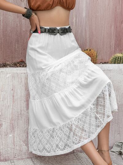 swvws Lace Detail High Waist Tiered Skirt