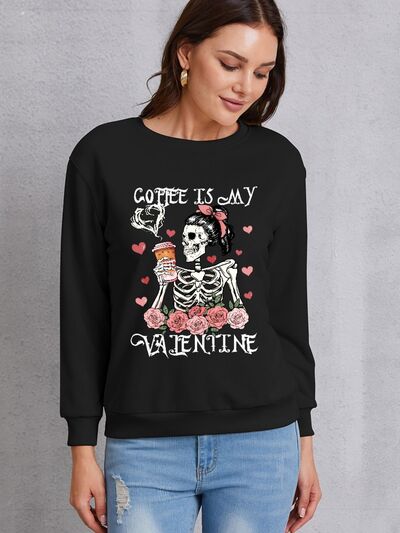 swvws COFFEE IS MY VALENTINE Round Neck Sweatshirt