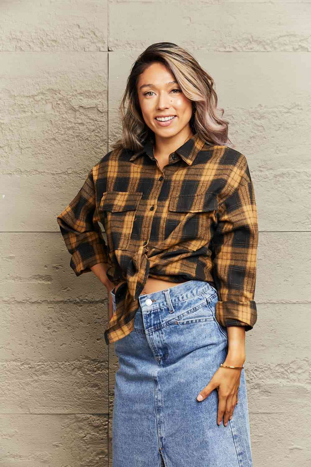 swvws Plaid Dropped Shoulder Shirt