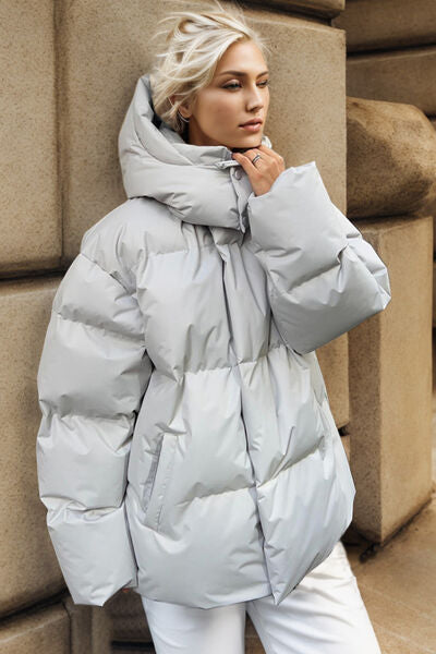 swvws Pocketed Zip Up Hooded Puffer Jacket