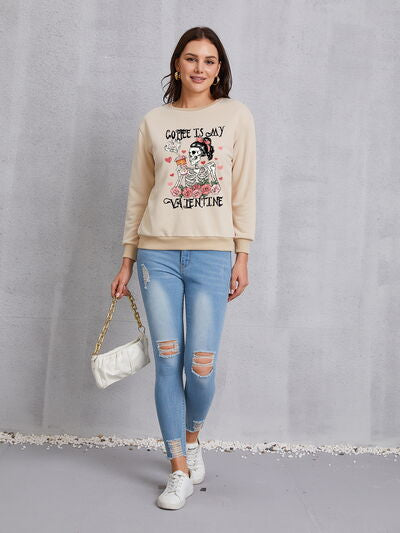 swvws COFFEE IS MY VALENTINE Round Neck Sweatshirt