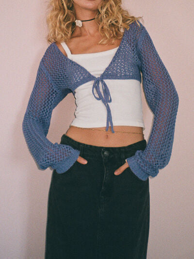 swvws Openwork Tied Dropped Shoulder Cardigan