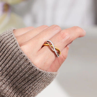 swvws Crisscross Gold-Plated 925 Sterling Silver Ring