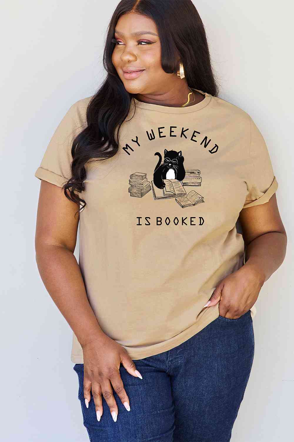 swvws Simply Love Full Size MY WEEKEND IS BOOKED Graphic T-Shirt