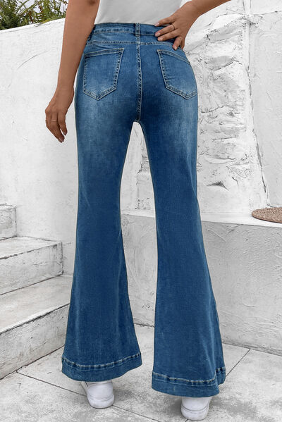 swvws Pocketed Buttoned Flare Jeans