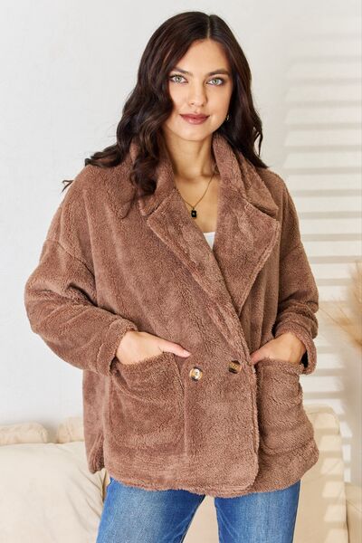 swvws Culture Code Double Breasted Fuzzy Coat