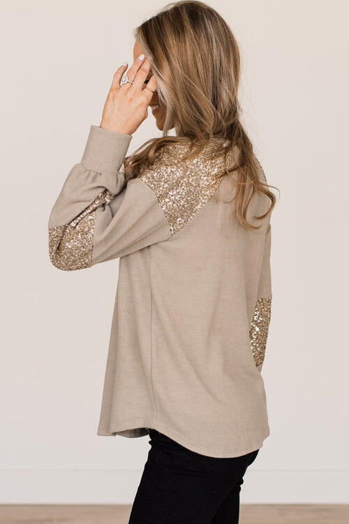 swvws Sequin Round Neck Long Sleeve T-Shirt