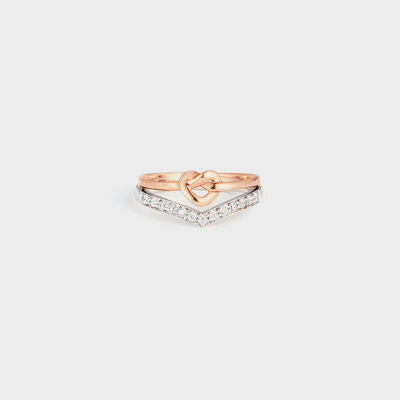 swvws Knotted Heart Shape Inlaid Zircon Ring