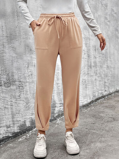 swvws Drawstring Straight Pants with Pockets