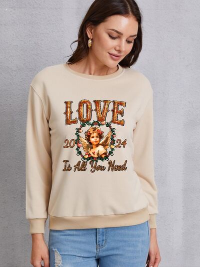 swvws LOVE IS ALL YOU NEED Round Neck Sweatshirt