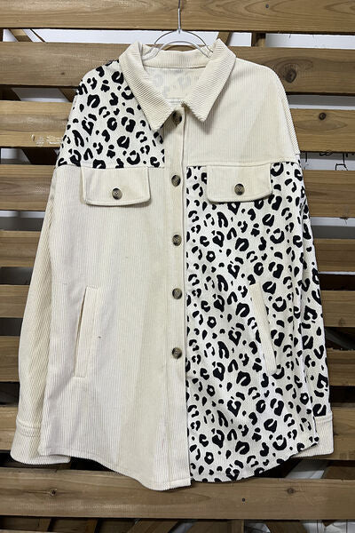 swvws Leopard Button Up Dropped Shoulder Jacket