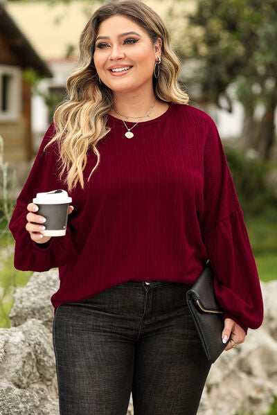 swvws Plus Size Round Neck Dropped Shoulder T-Shirt