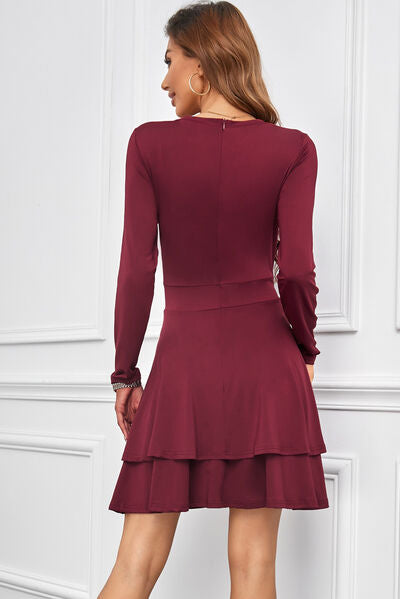 swvws V-Neck Long Sleeve Layered Dress