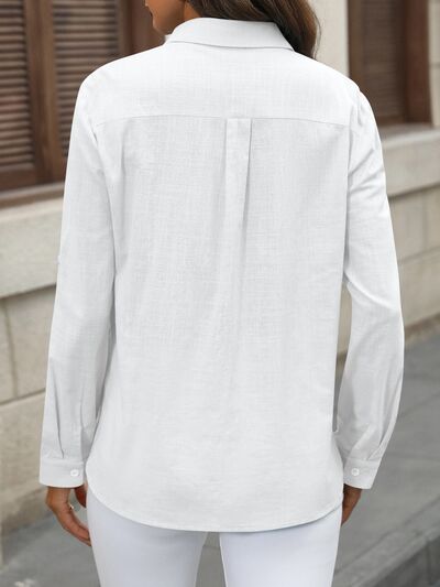 swvws Button Up Pocketed Long Sleeve Shirt