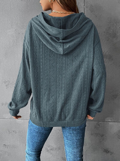 swvws Textured Dropped Shoulder Hoodie