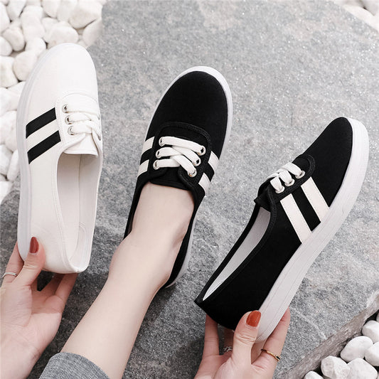 swvws Versatile New Canvas Shoes Women's White Cloth Shoes Ulzzang Board Shoes Low Top Ins Trendy Women's Shoes Fall