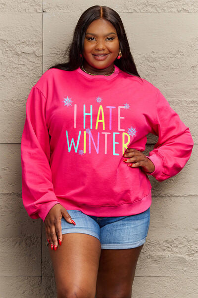 swvws Simply Love Full Size I HATE WINTER Dropped Shoulder Sweatshirt