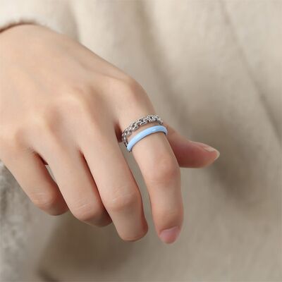 swvws Enamel 18K Gold-Plated Open Ring