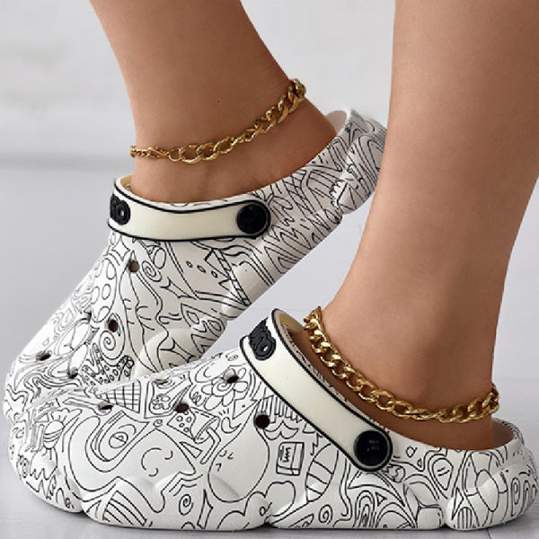 swvws - Multicolor Casual Living Graffiti Patchwork Round Comfortable Shoes