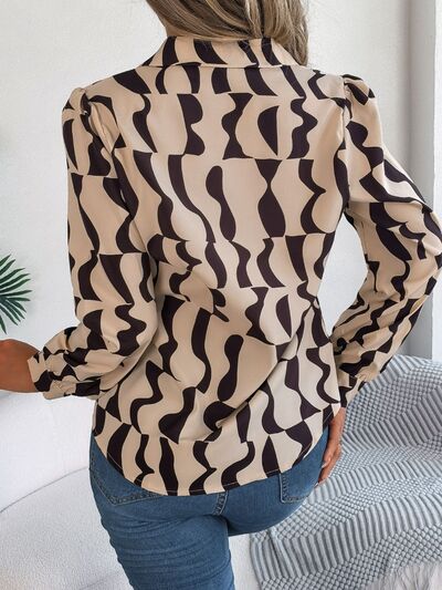 swvws Printed Button Up Long Sleeve Shirt