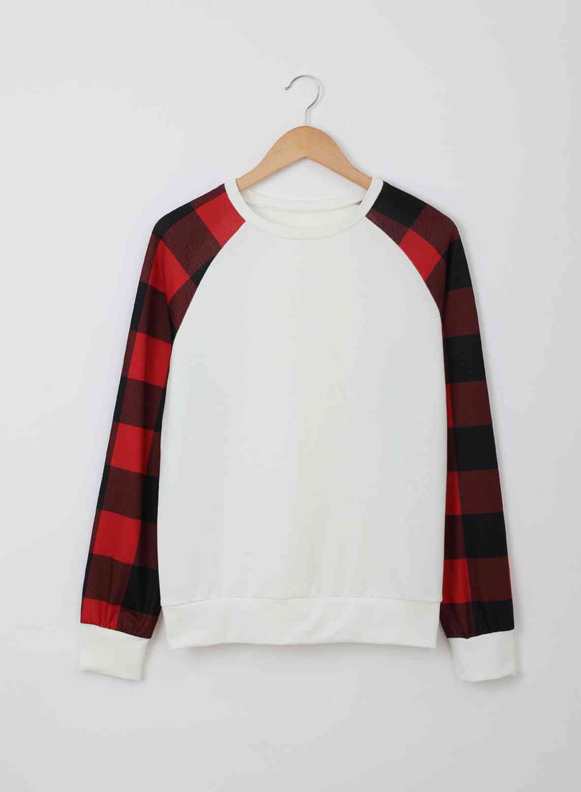 swvws Christmas Buffalo Plaid Long Sleeve Sweatshirt