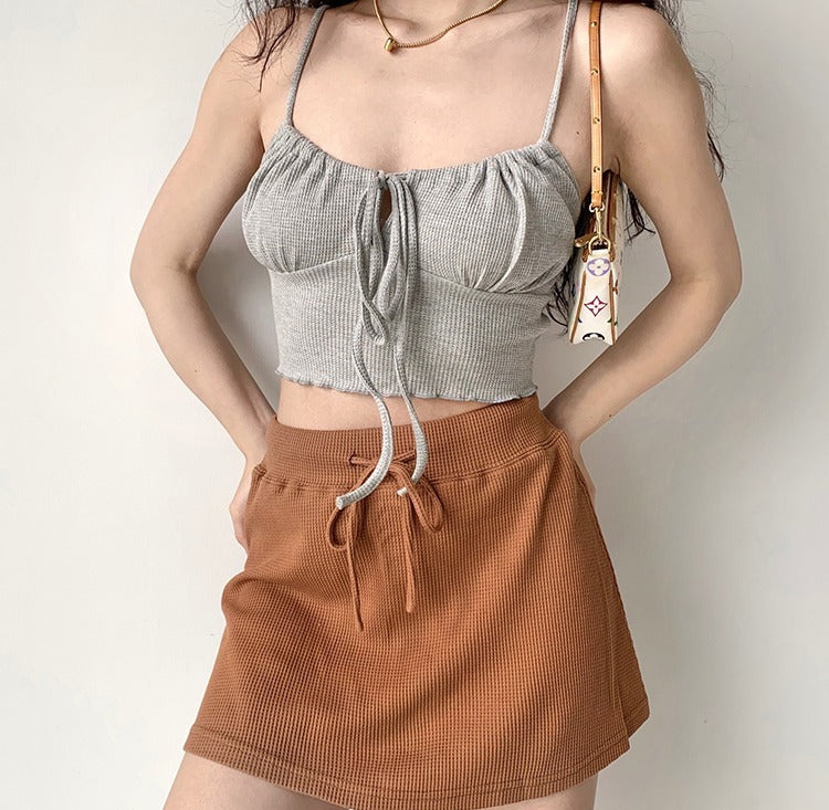 swvws - Waffle Drawstring Skirt