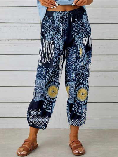 swvws Printed Tied Cropped Pants