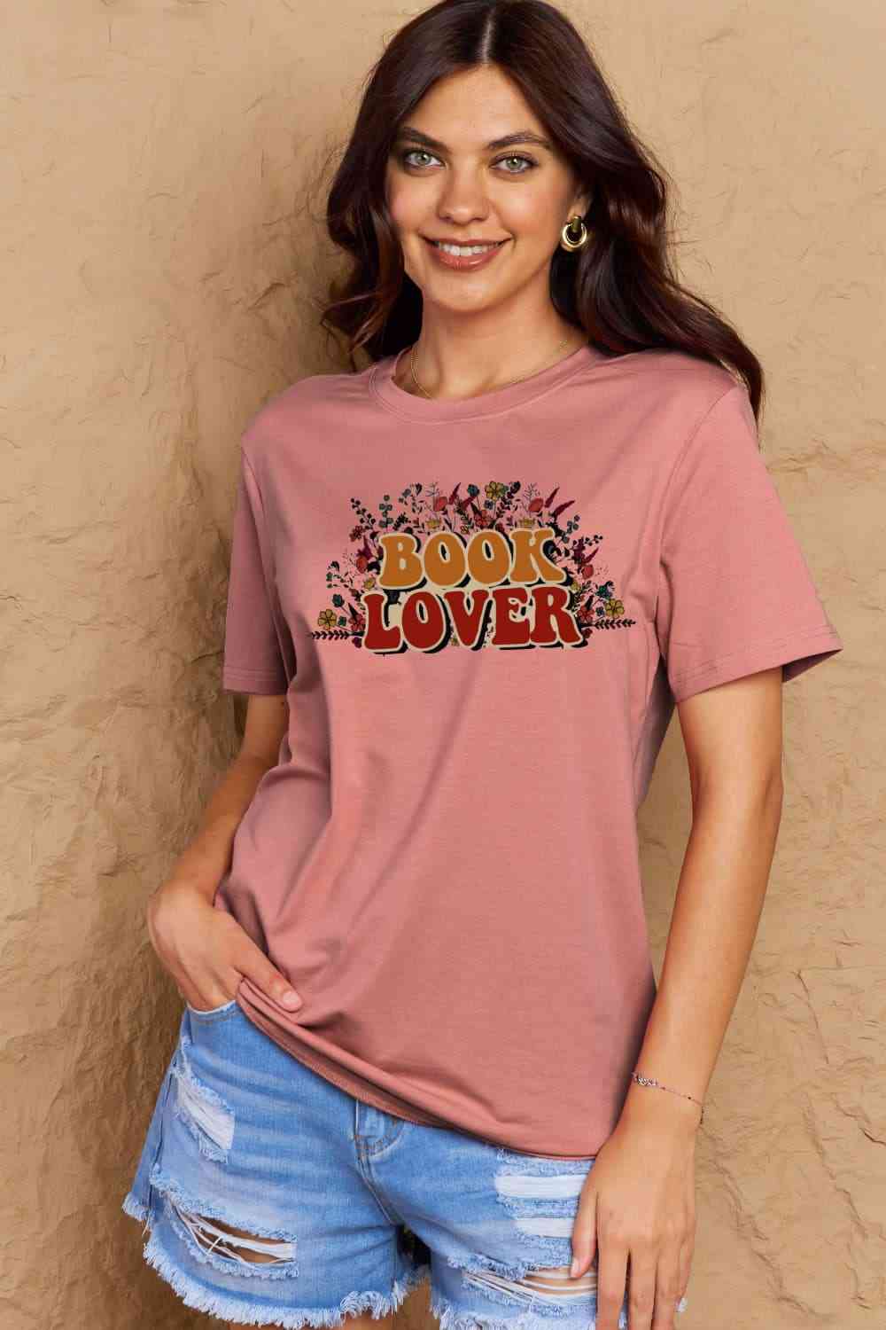 swvws Simply Love Full Size BOOK LOVER Graphic Cotton Tee