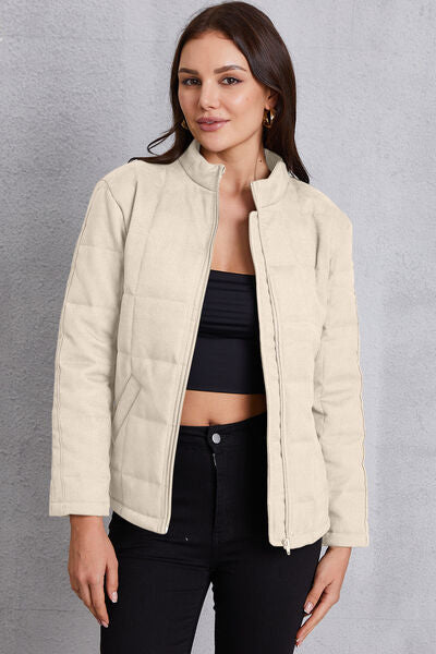 swvws Zip Up Mock Neck Pocketed Jacket